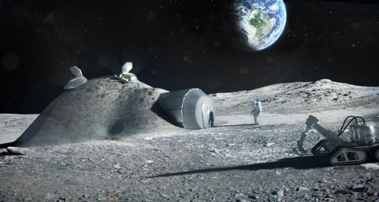 Imagen contextual de una propuesta de base lunar de la ESA. Es necesario que estas bases sean resistentes a los “lunamotos”.