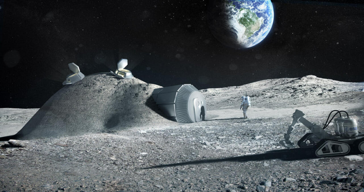 Imagen contextual de una propuesta de base lunar de la ESA. Es necesario que estas bases sean resistentes a los “lunamotos”.