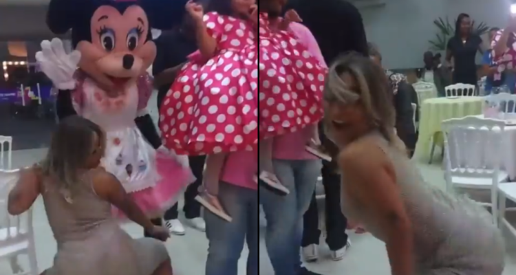 Madre y baile erótico en cumpleaños infantil
