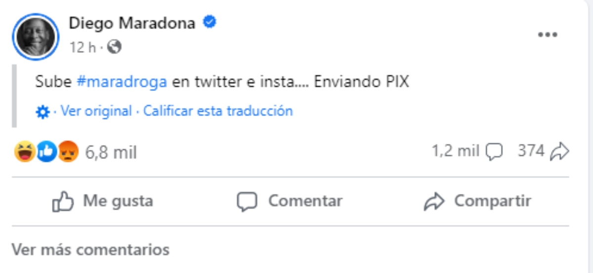 Captura | Facebook de Diego Maradona