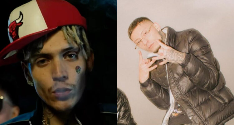 Marcianeke mira serio a la cámara. A su lado, Galee Galee posa serio.