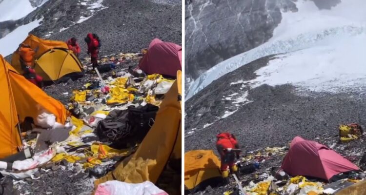 El Monte Everest se llena de basura gracias a las masivas expediciones.