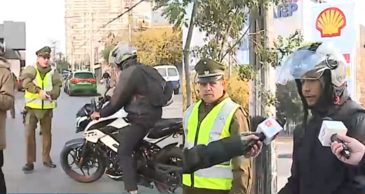 Carabinero captado desenfundando arma ante motociclista