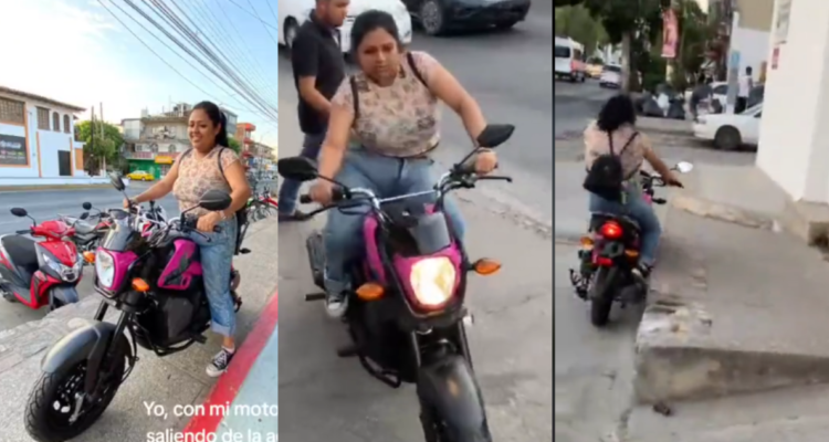 Mujer estrenó mal su moto