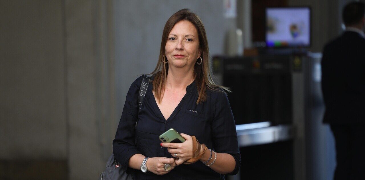 Natalia Pergientili, presidenta del PPD, en el comité político en La Moneda