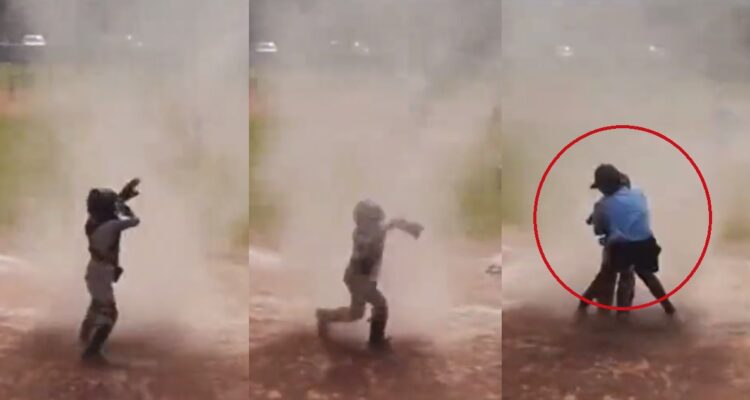 Niño queda atrapado en un remolino de polvo