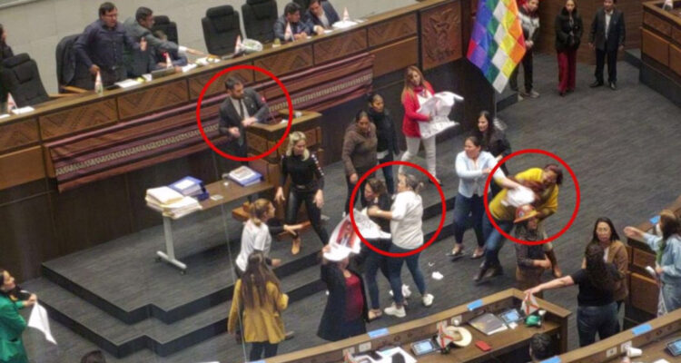 Video Escándalo en Parlamento de Bolivia diputados cierran a golpes y patadas sesión de la Cámara