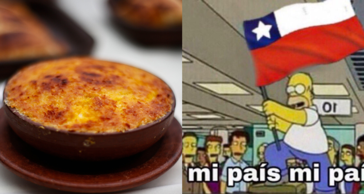 Pastel de choclo (izquierda) y meme de homero simpson (derecha)