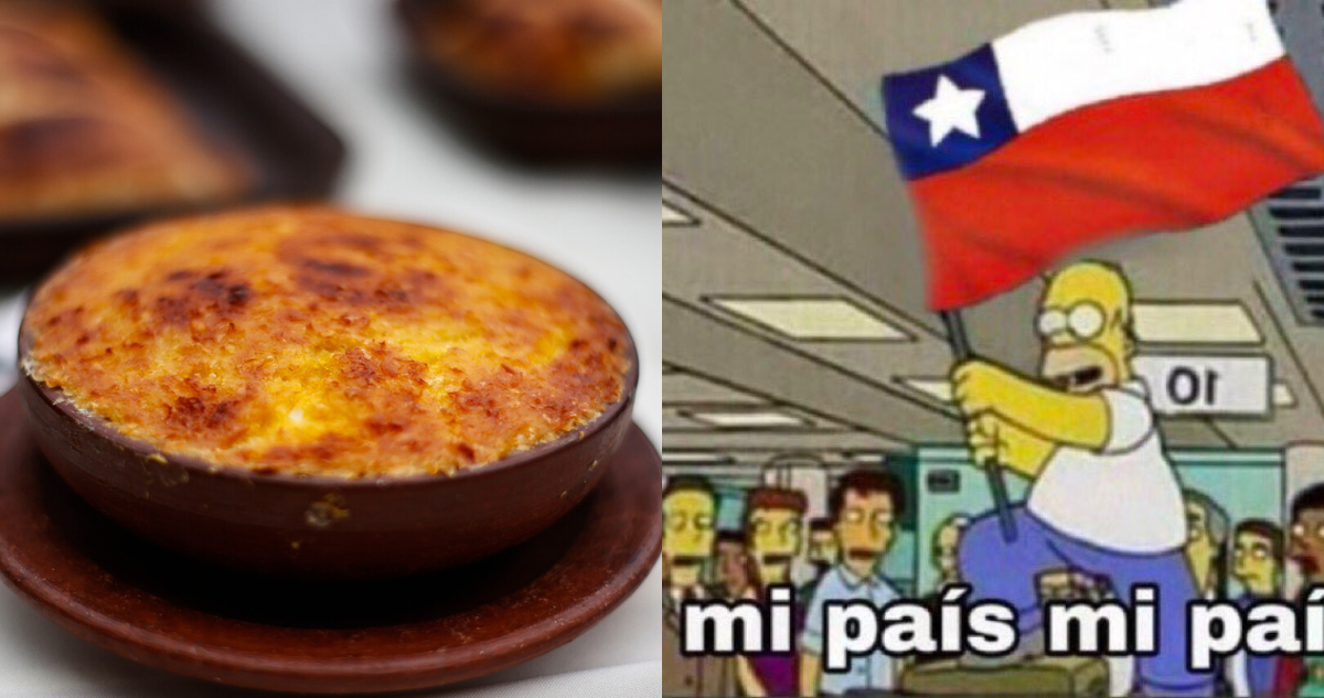 Pastel de choclo (izquierda) y meme de homero simpson (derecha)