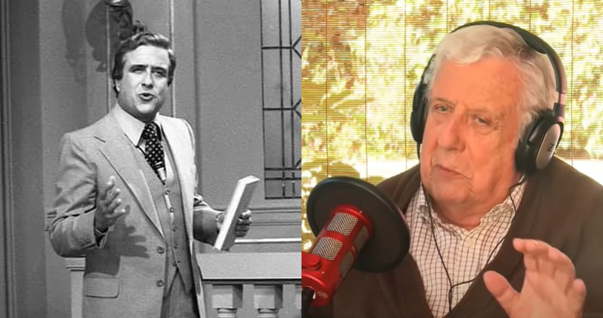 El periodista Patricio Bañados en uno de sus programas. A su lado, una imagen actual de cómo lucía.