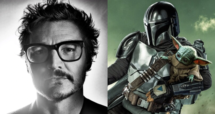 Pedro Pascal (izquierda) y los personajes de Mandalorian y Grogu (derecha)