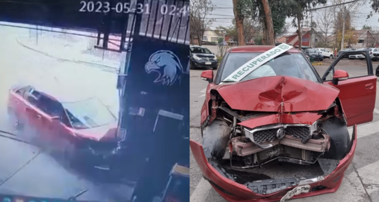 Un detenido tras persecución en La Florida por robo de auto que terminó chocando con un taller