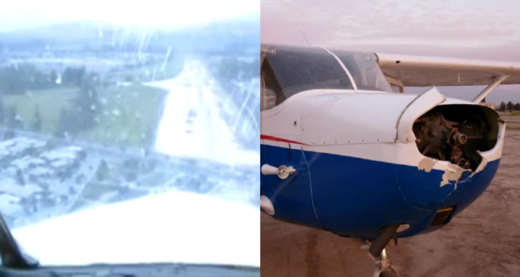 Capturas de Tiktok de aterrizaje forzoso de avioneta de piloto chileno que quedó sin hélice