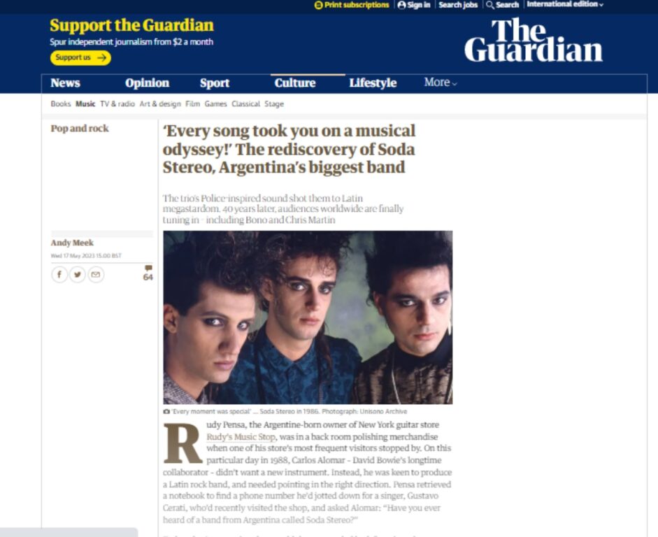 "Cada canción te lleva a una odisea": The Guardian "descubre" y elogia a Soda Stereo 40 años después