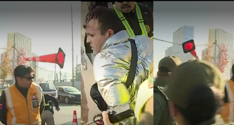 Lanza cono a Carabineros