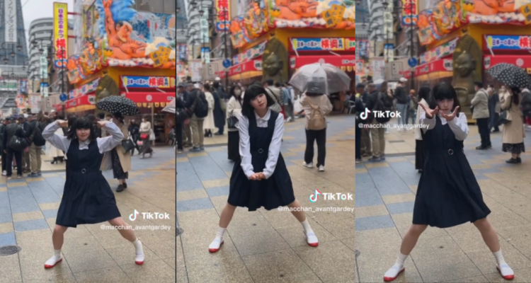 Tiktoker japonesa haciendo trend de Marcianeke en la plataforma