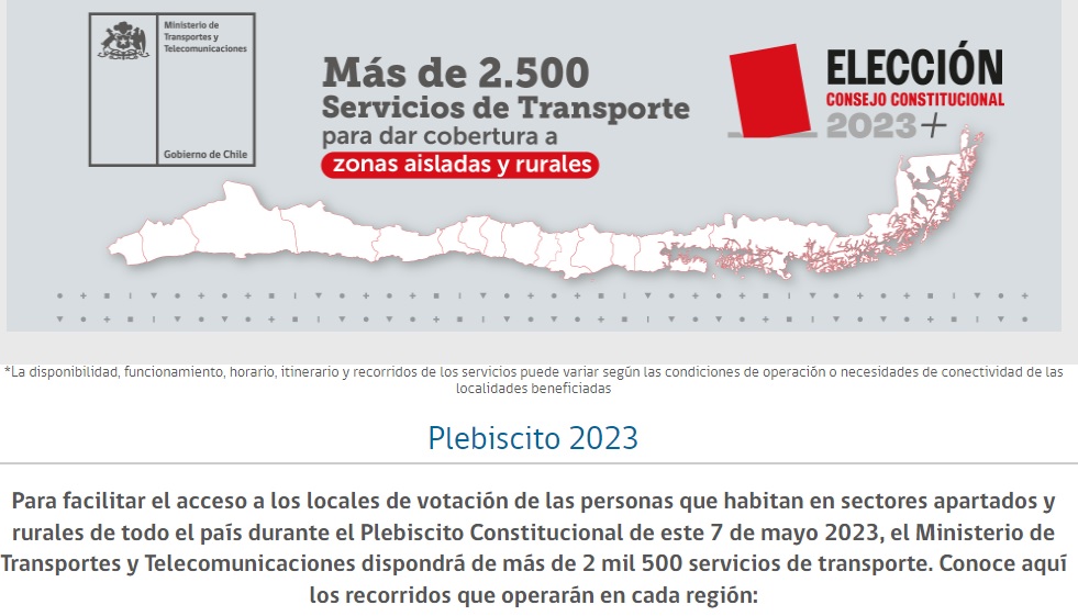 Transporte gratis para las elecciones de consejeros constitucionales: Revisa todos los recorridos gratuitos a lo largo de todo Chile