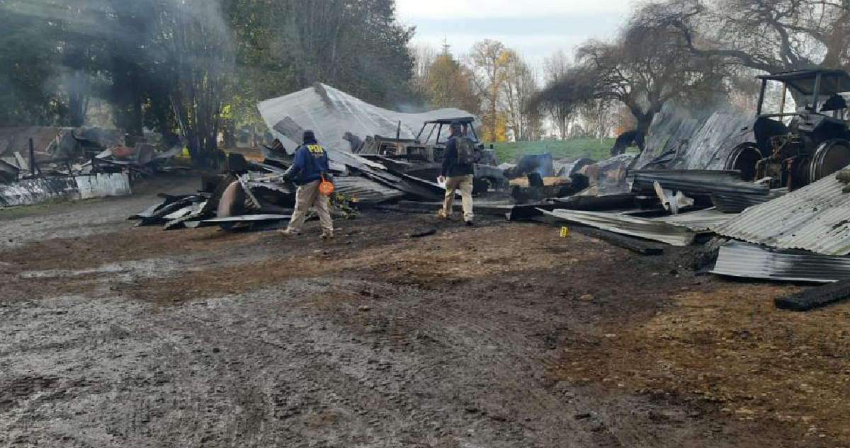 Tres viviendas destruidas tras ataque incendiario en La Araucanía