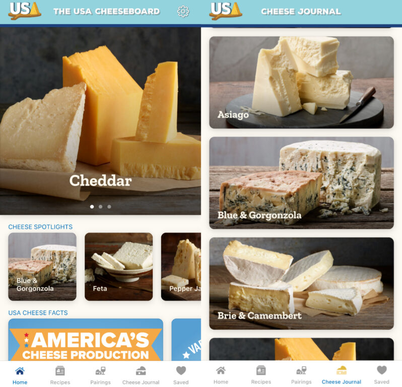 USA Cheeseboard: la aplicación móvil para los fanáticos del queso con recetas y más