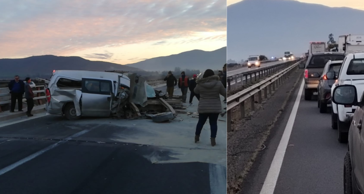 Violento accidente en Ruta 5 Norte a la altura del sector La Retamilla causa gran congestión vehicular