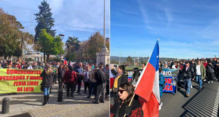Pescadores de Coronel marcharon hasta la DPR en Concepción para exigir cambios a la Ley de Pesca