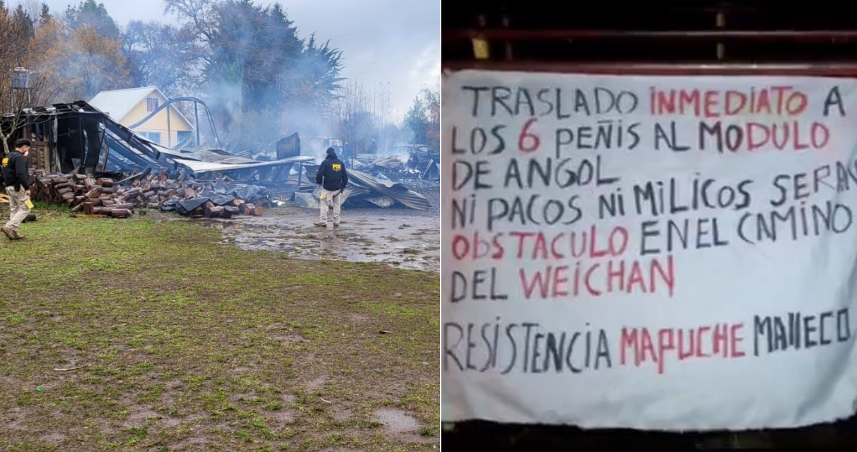 Resistencia Mapuche Malleco destruyó escuela en Victoria: profesor sobrevivió saltando por una ventana