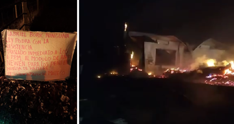Resistencia Mapuche Malleco destruye casa patronal en La Araucanía: dejaron lienzo emplazando a Boric