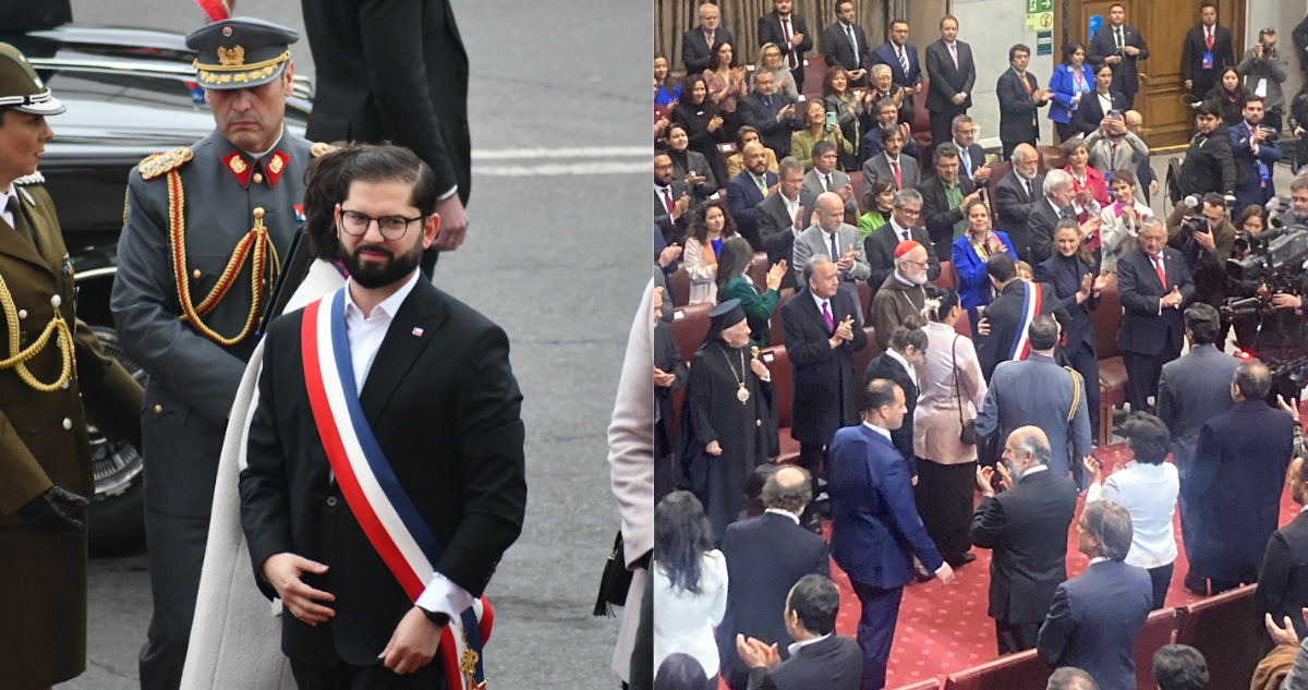 Boric y brazo a Bachelet