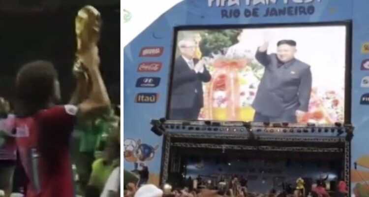 Corea del Norte celebrando su supuesto campeonato mundial en Brasil 2014.