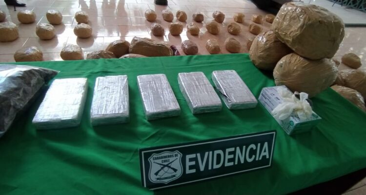 Carabineros de Antofagasta decomisa 146 kg de droga durante procedimiento por auto robado en Recoleta