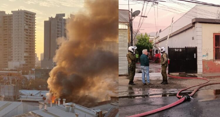 Incendio afecta al menos 4 viviendas en Santiago Centro: no hubo lesionados