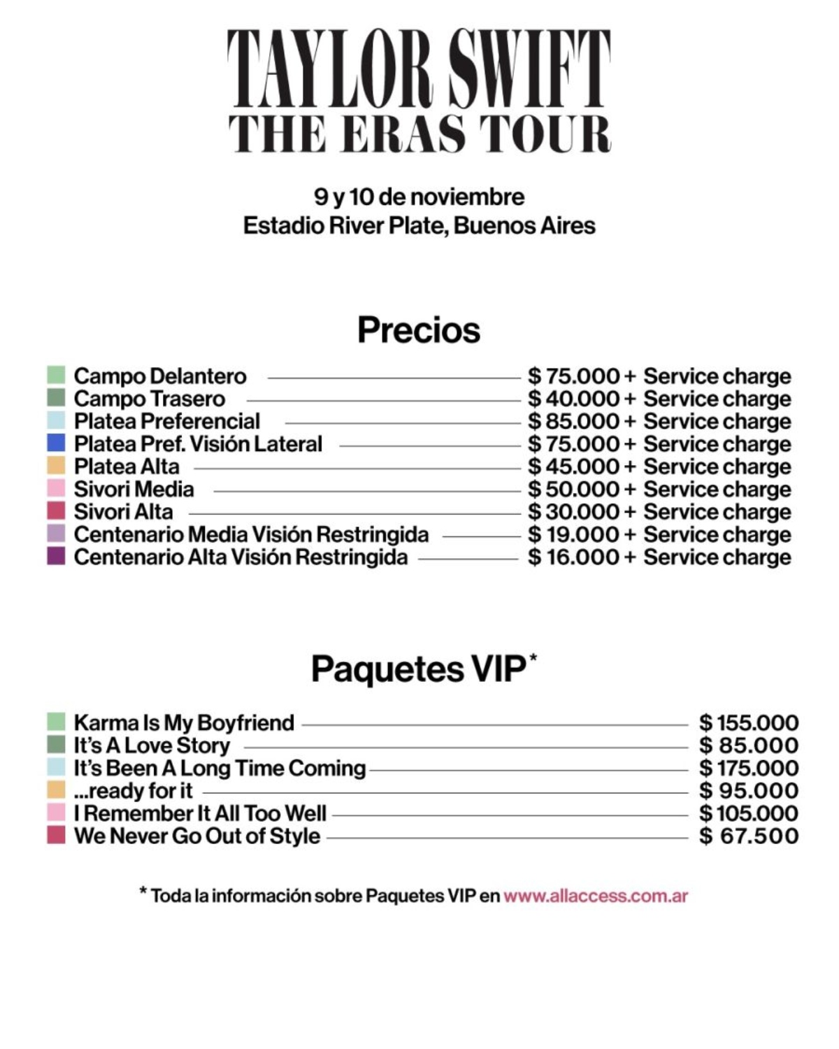 How much does it cost to see Taylor Swift in Argentina?: Check ticket