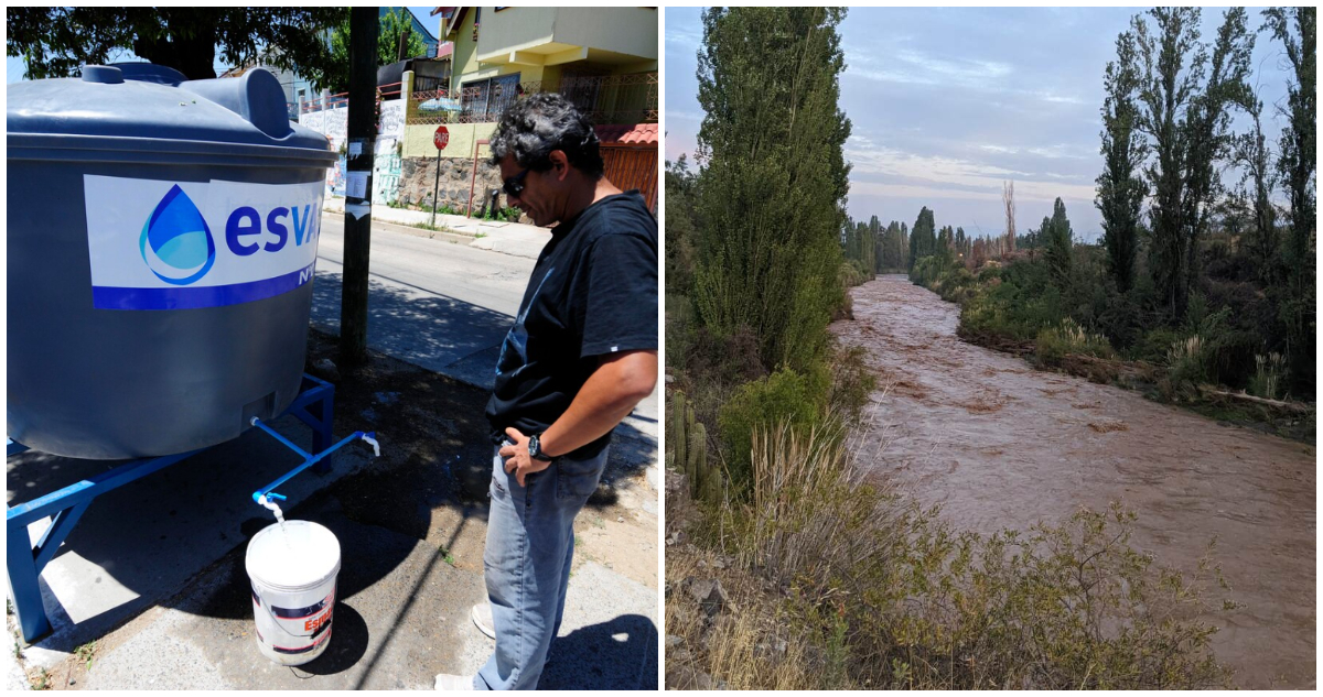 Esval anuncia corte de agua en algunos sectores de Los Andes por turbiedad del río Aconcagua