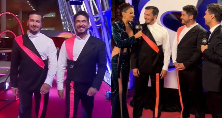 Gino Costa y su novio en la alfombra roja de los Premios Pulsar.