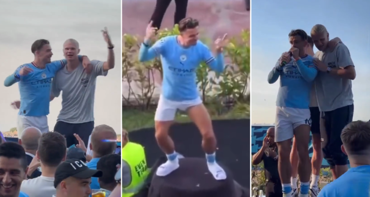 El descontrol de Grealish en las celebración de Champions League.