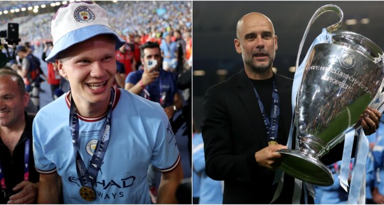 Erling Haaland y Pep Guardiola