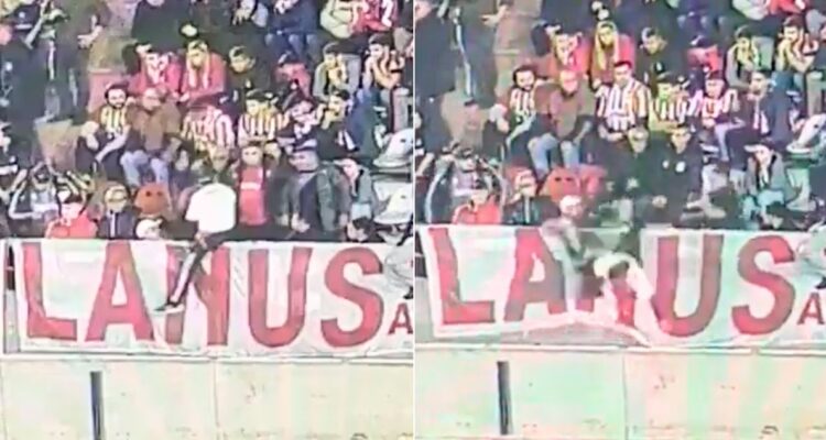 Hinchas de Estudiantes se van a los combos y uno termina en fosa con agua