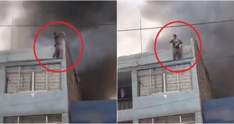 Hombre rescata perros de incendio en Lima