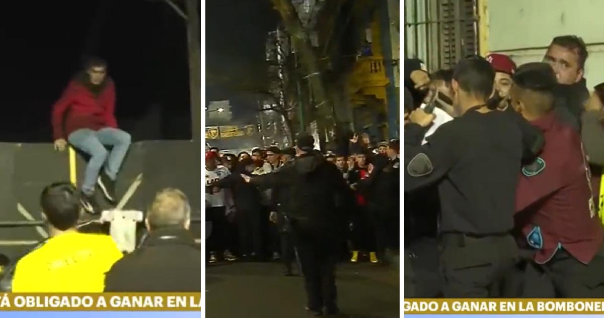 Cientos de hinchas de Colo Colo causaron desmanes al ingreso en el estadio La Bombonera.