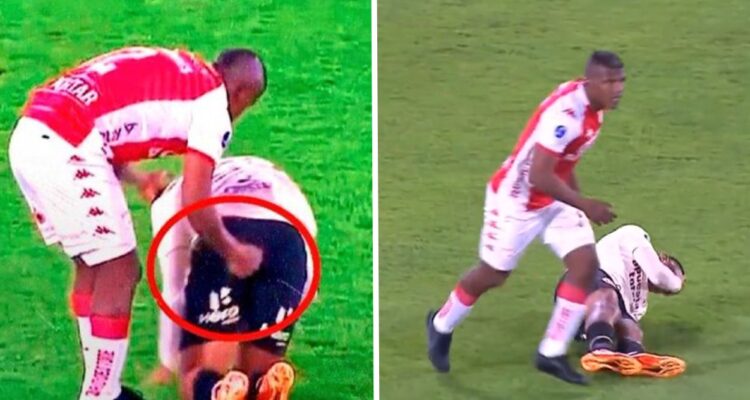 Colombiano Marlon Torres indignó con su manoseo a jugador peruano.