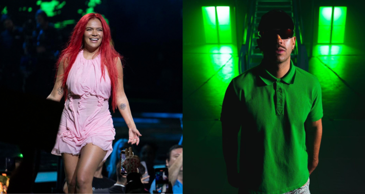 Karol G (izquierda) y Feid o Ferxxo (derecha), en referencia a que ambos cantantes confirmaron su relación