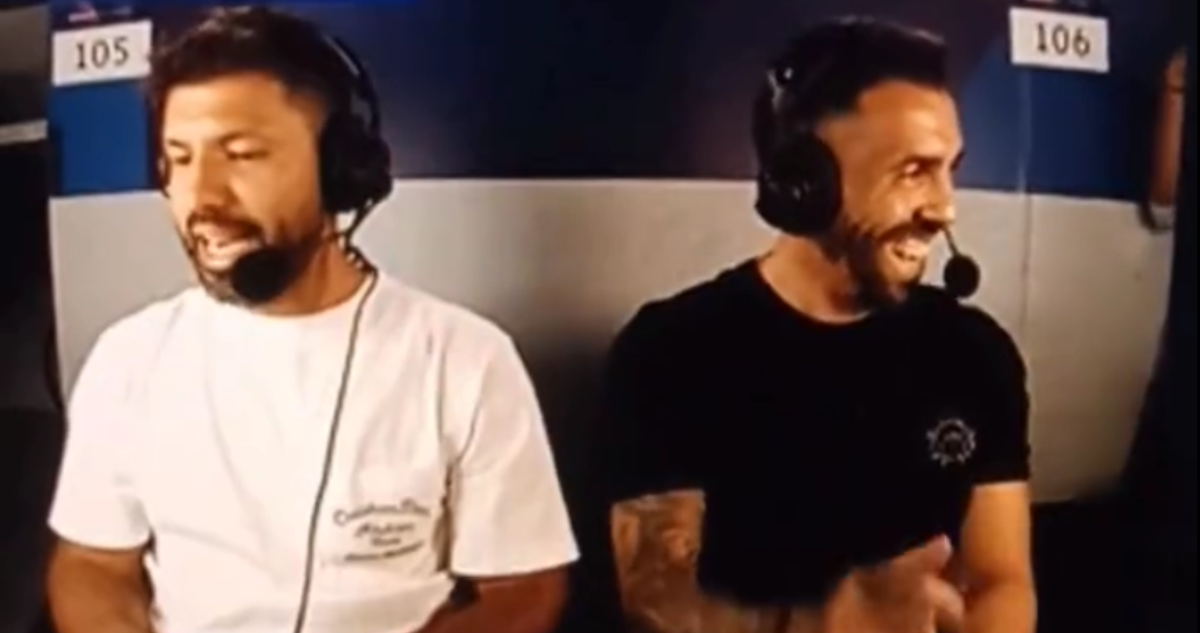 Las carcajadas de Tevez y Agüero en la transmisión de la final de Champions.