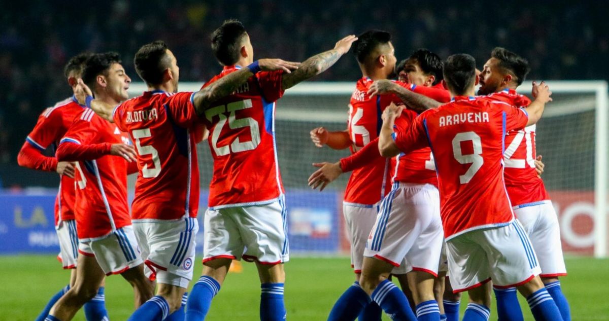 La Roja celebra su gol ante Cuba en Concepción