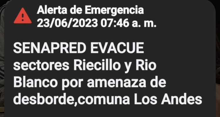 Solicitan evacuar sectores de Los Andes y San Esteban por crecidas de ríos