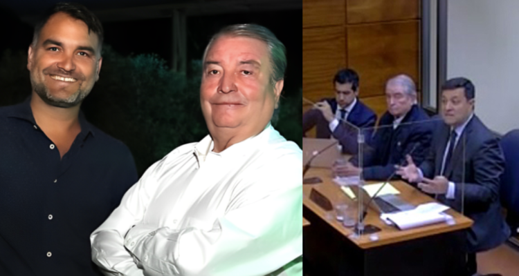 Imagen del senador Javier Macaya junto a su padre, imputado por abuso sexual reiterado de menores de edad.