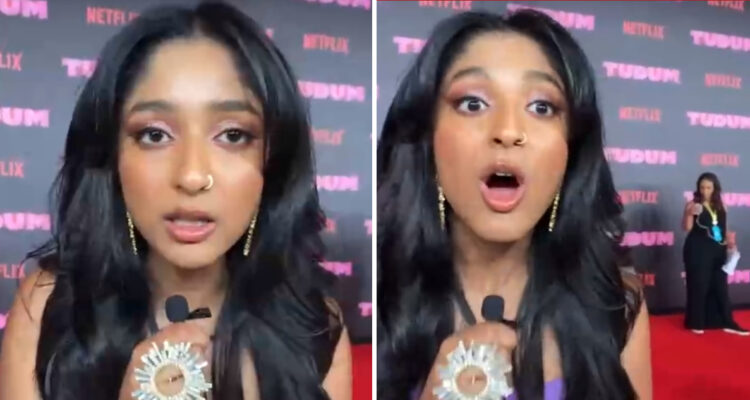 La sorpresa de Maitreyi Ramakrishnan por Pedro Pascal