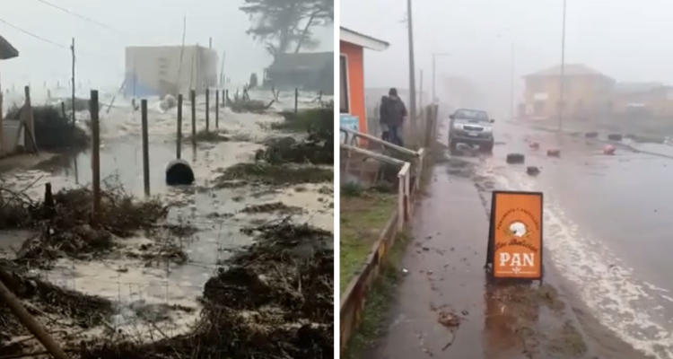 “Se va a llevar la casa”: videos captan fuertes marejadas que llegan a caminos en y viviendas en Ñuble