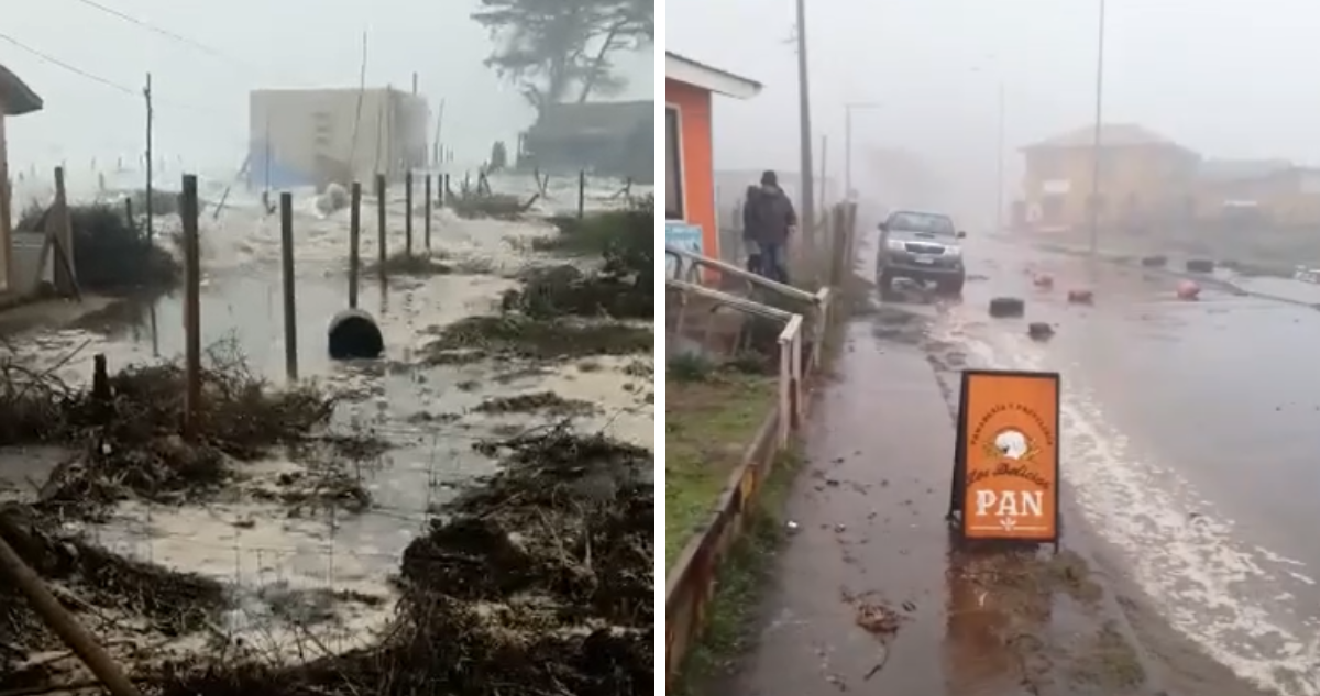 “Se va a llevar la casa”: videos captan fuertes marejadas que llegan a caminos en y viviendas en Ñuble