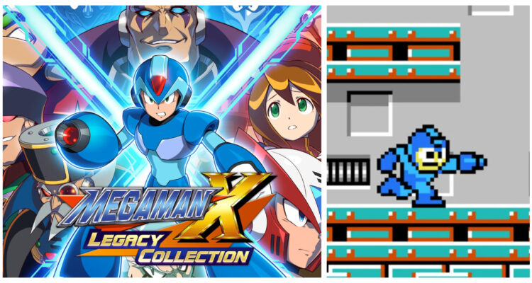 Mega Man moderno, junto al Mega Man original donde se creó el icónico túnel.