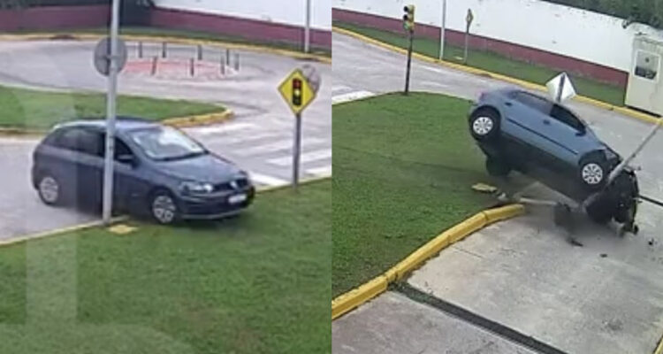 Mujer volcó su auto en pleno examen de conducir